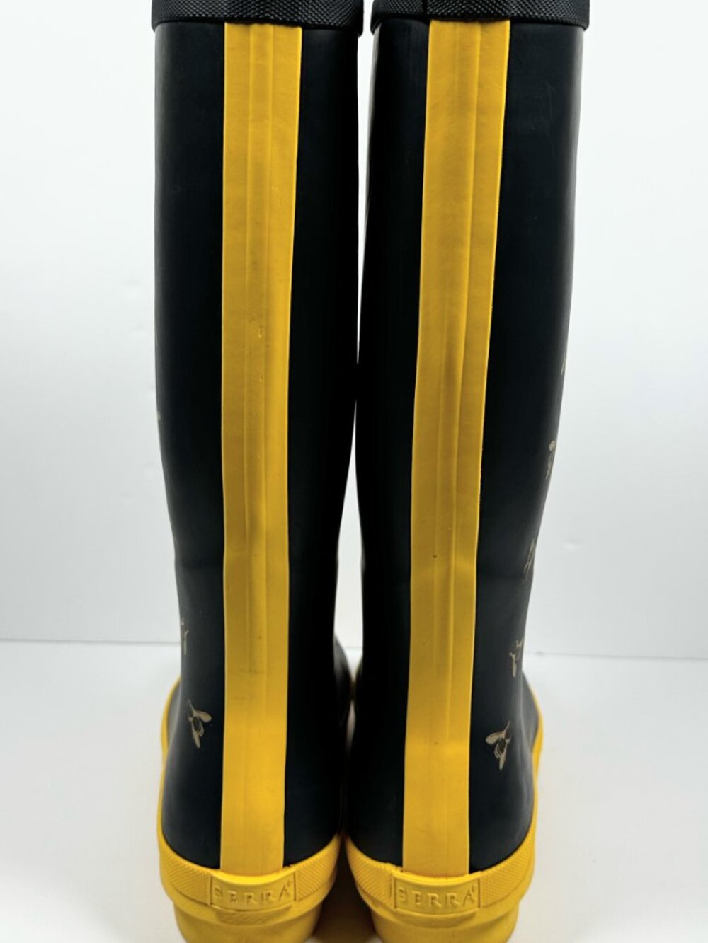 Serra Rain Boots Size US 8 Navy Blue Yellow Bee Print Wellies Rubber Waterproof - Picture 10 of 16